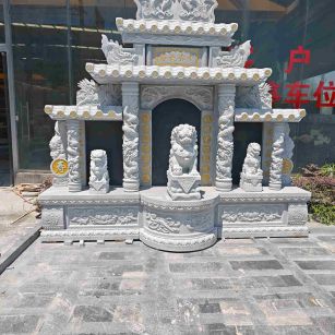 淮南芝麻白中国黑石材套墓 花岗岩墓碑