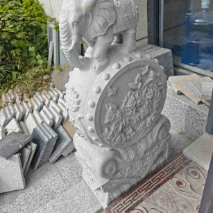 淮南芝麻白抱鼓石 庭院抱鼓石